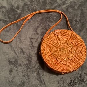 Woven crossbody, barrel purse